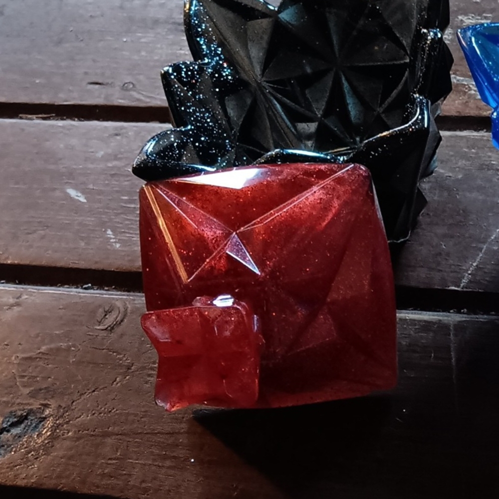 Red Geometric Resin Jewelry Box